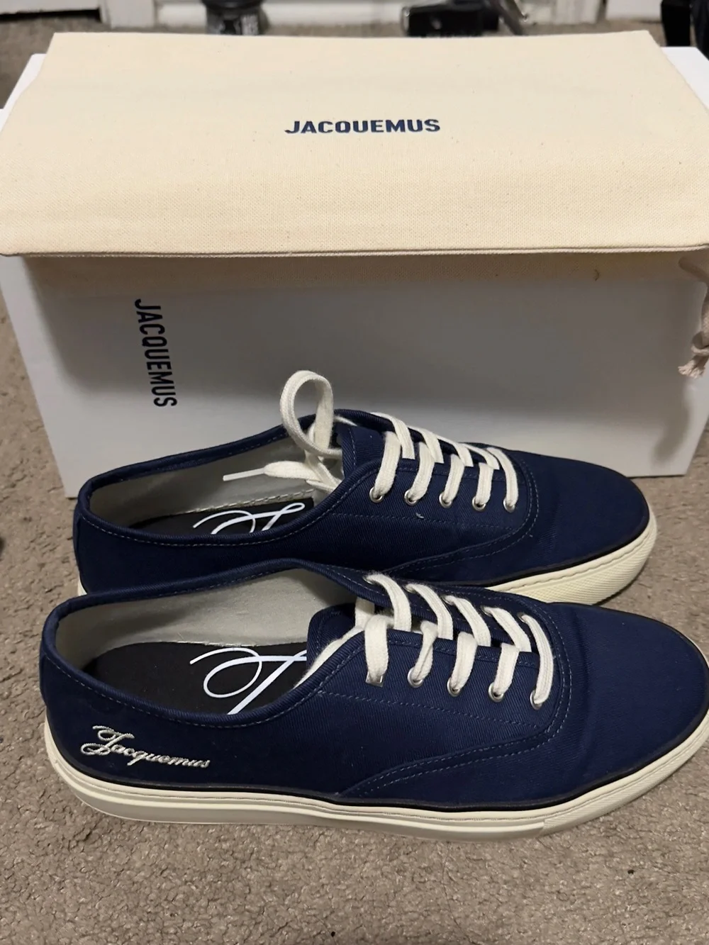 Jacquemus  Fefe Skate Men’s Low-Top Canvas Sneakers in Navy